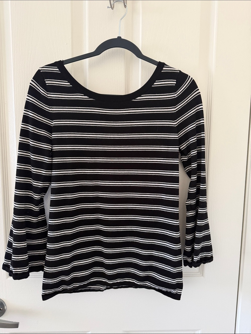 White House Black Market Black & White Striped Long Sleeve Tee